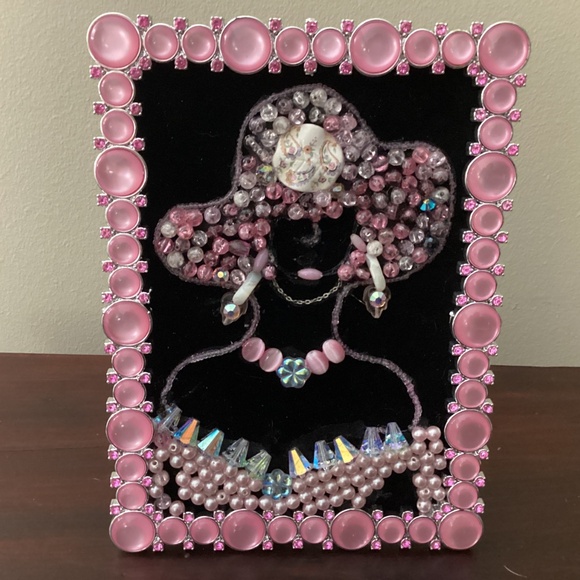 Handcrafted jewelry art Lady pink iridescent beads earrings necklace pearls - Picture 8 of 9